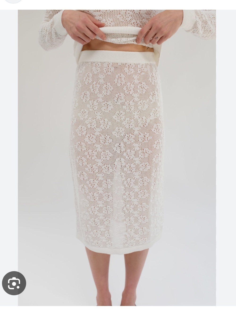 Beklina cotton lace white knit pencil skirt